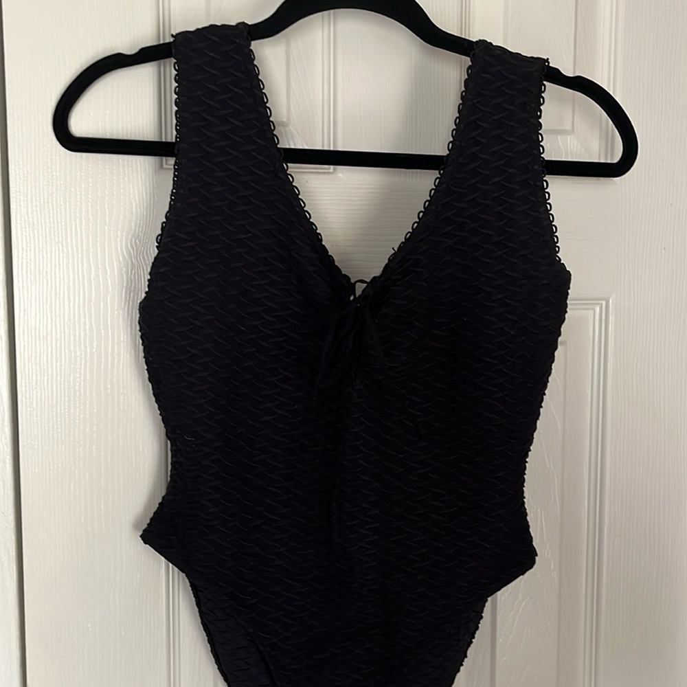 Vintage Cache Textured Lace up Bodysuit